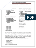 Evaluación de Ciencias Sociales Grado Quinto