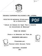 Calculo de Sistema de Vapor para La Industria de Concentrado de Maracuya