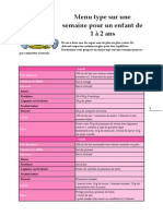 Menu Type Pour Un Enfant 1-2 Ans