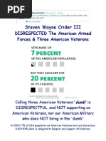 Steven Wayne Crider III DISRESPECTED The American Armed Forces & Three American Veterans