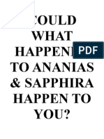 Could What Happened To Ananias and Sapphira Happen To YOU?