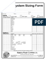 Power System Sizing Form: G G G G