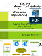 EKC 245 Mathematical Methods For Chemical Engineering: Syamsul Rizal Abd Shukor PHD Amicheme