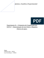 Relatório 1 - Volumetria de Complexação Por "EDTA" - Determinação de Íons Cálcio e Magnésio (Dureza Da Água)