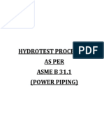 Hydrotest Procedure As Per ASME B 31.1 (Power Piping)