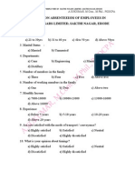 A Study On Absenteeism of Employees in Sakthi Sugars Limited, Sakthi Nagar, Erode-Questionnaire