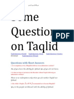 Some Questions On Taqlid: Questions With Short Answers