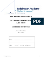 Moles, Equations and Acids Ocr A Unit 1