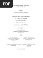 Information, Organisation Et Prise de Risque Dans La Banque, C.J. Godlewski (2005)