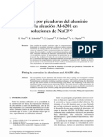 Corrosion Por Picaduras Del Aluminio y de La Aleacion Al 6201 en Soluciones de NaCl