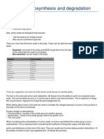 Amino Acid Biosynthesis and Degradation