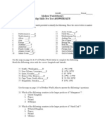 Map Skills Pre and Post Test Answer Key