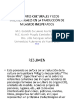 Referentes Culturales y Ecos Intertextuales en La Traducción de Milagros Inesperados