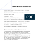 Neutral Ground Resistor Calculation For Transformer