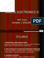 Analog Electronics Ii: EMT 212/4 Semester 1 2006/2007