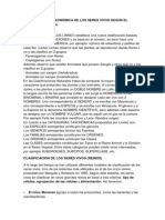 Clasificación Taxonómica de Los Seres Vivos Según El Sistema Binominal