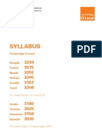 Syllabus: Cambridge O Level Bengali French Nepali Sinhala Swahili Tamil