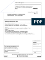 Food and Nutrition: Cambridge International Examinations General Certificate of Education Ordinary Level