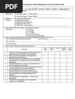 Questionnaire For Risk Management Course