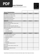 College Comparison Worksheet: School Characteristics