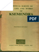 A Critical Survey of The Life and Works of Ksemendra (Rajatbaran Dattaray)