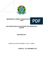 Gestiona Relatório Anual Incentivos - Fiscais MCTI 2012