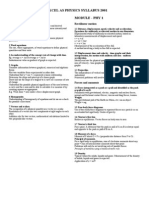 Edexcel As Physics Syllabus 2001 General Items Module - Phy 1