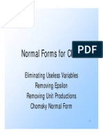 Normal Forms For CFG'S: Eliminating Useless Variables Removing Epsilon Removing Unit Productions Chomsky Normal Form