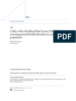 Utility of The Modified Mini Screen (MMS) For Screening Mental He