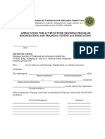 Acupuncture Training Program Application Form