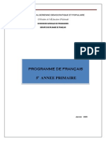 Programme de Francais 5e Année Primaire