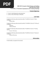 MAE 455 Computer-Aided Design and Drafting Lab Instructions TUTORIAL 4: Parametric Expressions and Creating Drawings