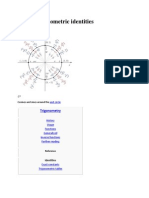 List of Trigonometric Identities - wikiPEDIA