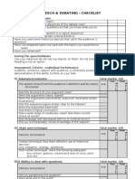 Delivering A Speech & Debating - Checklist: Before The Speech/debate