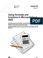 Using Formulae and Functions in Microsoft Excel 2003