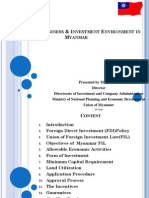 T L B & I E M: HE Atest Usiness Nvestment Nvironment in Yanmar