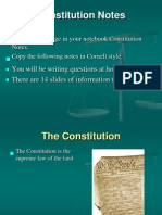 Constitution Notes: You Will Be Writing Questions at Home Tonight. There Are 14 Slides of Information To Take Notes On