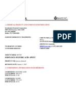 Chemical Product and Company Identification: Substance: Sulfuric Acid - Spent