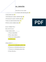 Plant Structures Quiz - Answer Key