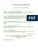 Resource Management Techniques - Mc9242 Part-A - Questions and Answers Unit-I