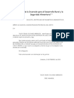 Carta para Solicitar Certificado Urbanisticos