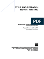 APA Style and Research Report Writing