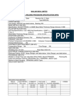 Mailam India Limited Qw-482: Welding Procedure Specification (WPS)