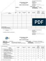 Table of Specification