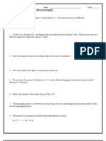 Nuclear Chemistry Worksheet: Practice Problems