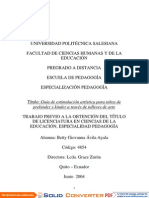 Guia de Estimulacion Artistica para Niños de Prekinder y Kinder A Traves de Talleres de Arte