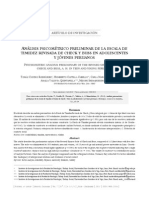 Nálisis Psicométrico Preliminar de La Escala de Timidez Revisada de Check Y Buss en Adolescentes Y Jóvenes Peruanos