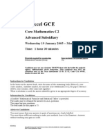 Edexcel GCE: Wednesday 19 January 2005 Morning Time: 1 Hour 30 Minutes