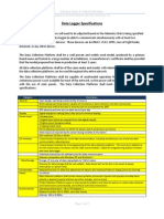 Data Logger Specs