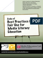 Best Practices in Fair Use For Media Literacy Education: Code of